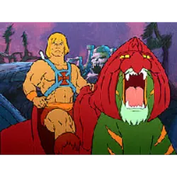 He-Man é o herói da linha de brinquedos Masters of the Universe, conhecido por sua força sobre-humana e por defender Eternia contra Esqueleto. Surgiu na década de 1980, após a recusa da Mattel em produzir brinquedos de Star Wars. Rumores sugeriam uma conexão com Conan, mas foram refutados. Seu design foi inspirado em Cro-Magnons e vikings. Após alguns ajustes, He-Man tornou-se um ícone loiro de pele bronzeada.