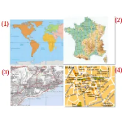 Mapas Gerais ou de Base: Apresentam informações geral sobre a superfície terrestre, como a altitude, os rios, as povoações, as infraestruturas e as florestas; São essenciais para construir mapas temáticos.
Tipos de mapas gerais:
Planisfério: Representação plana do globo terrestre.
Corográficos: Representação de um país ou região;
Topográficos: Representação do relevo;
Plantas: Desenho ou traço que representa uma cidade.