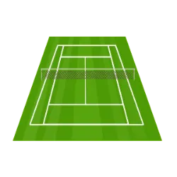 A quadra de tênis não é simétrica