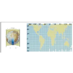 Projeção Cilíndrica de Peters: é uma projeção cartográfica cilíndrica equivalente, ou seja, que mantém a proporção das áreas representadas, mas altera as suas formas.
Vantagens: Representa corretamente a área da região.
Desvantagens: Distorce a forma dos continentes.