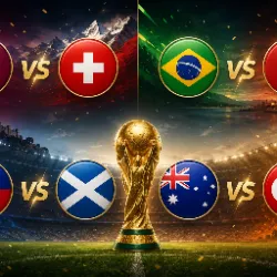 Explore more about The third day of competition
The third day of the 2026 World Cup features four important matches spread across the West and East Coasts of the United States and Canada. With debuts and direct clashes, teams begin to feel the pressure of the group stage.

Qatar vs Switzerland (Group B)
Santa Clara – 12:00 PT

Qatar looks to surprise with defensive organization and quick counterattacks.
Switzerland relies on consistency and control of the game.

How it will be
Likely Swiss dominance, with Qatar looking for space on the break.

Brazil vs Morocco (Group C)
New York / New Jersey – 18:00 ET

Brazil aims to impose possession and attacking creativity.
Morocco relies on defensive solidity and fast transitions.

How it will be
Brazil should control more of the game, while Morocco remains dangerous on counters.

Haiti vs Scotland (Group C)
Boston – 21:00 ET

Haiti plays with physical intensity and high pace.
Scotland relies on organization and collective experience.

How it will be
A balanced and physical match, likely decided by small details.

Australia vs Turkey (Group D)
Vancouver – 21:00 PT

Australia relies on strength and direct play.
Turkey brings more technical quality and attacking variation.

How it will be
A balanced clash with strong midfield battles.

End of the day
A day marked by balance and contrasting styles, with matches likely decided by fine margins...